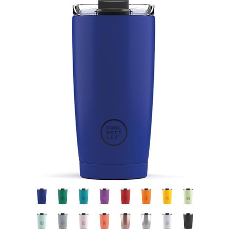 Cool Bottles - Tumbler - Bicchiere Termico in Acciaio Inossidabile - 550 ml - Vivid Blue - Tazza da Caffè - Coperchio Ermetico - Bevande Fredde 10 ore e Calde 5 ore - Finitura Antimacchia (1/4)