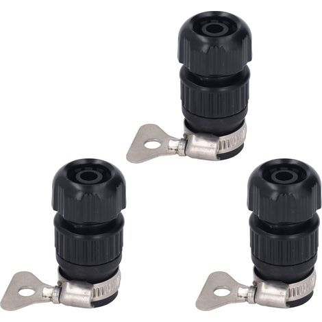 3 pièces adaptateur de connecteur de robinet PP accessoires de tuyau d'eau domestique en acier inoxydable pour le lavage de voiture de jardin avec pince diamètre extérieur 16-18 (1/5)