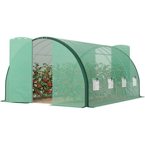 4 x 3 m Polytunnel Greenhouse, with Windows Doors - Green (1/5)