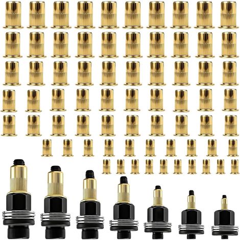 7 Pièces Écrous à Tête de Rivet à Main, Insert Fileté Metal avec 70 Éécrous, pour M3, M4, M5, M6, M8, M10, M12 Pinces à Riveter, Riveteuses Manuelles (7 Tailles) (1/5)