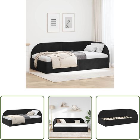Cadre de lit - Cadre de lit d'angle Noir 90 cm x 190 cm Velours (1/5)