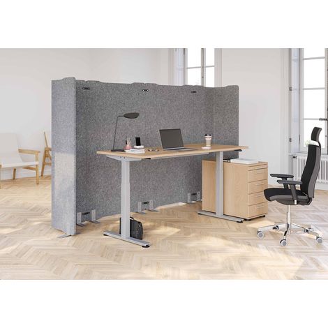 Cloison acoustique amovible autoportante grise 100 x 2,5 x 180 cm