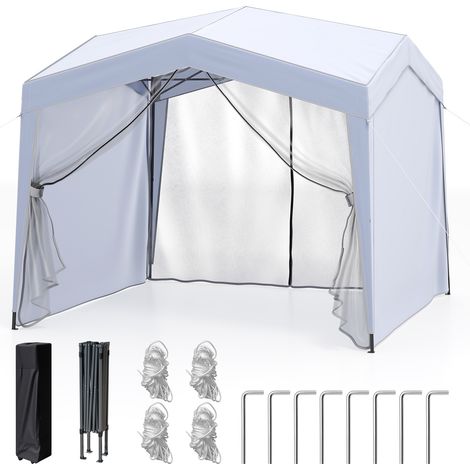 COSTWAY 3m x 3m Pop up Canopy Tent Foldable Sunshade Garden Gazebo-White (1/5)