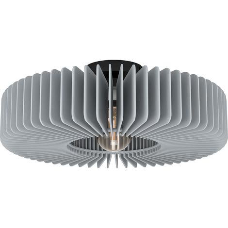 Plafonnier Palombaia Wood Grey E27 1x40W H: 17,5 cm Ø50cm Dimmable (1/5)