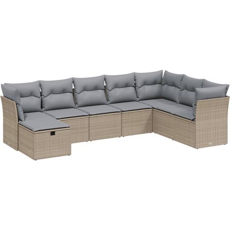 Maison Exclusive - Juego de sofás jardín con cojines beige mezcla (1/4)
