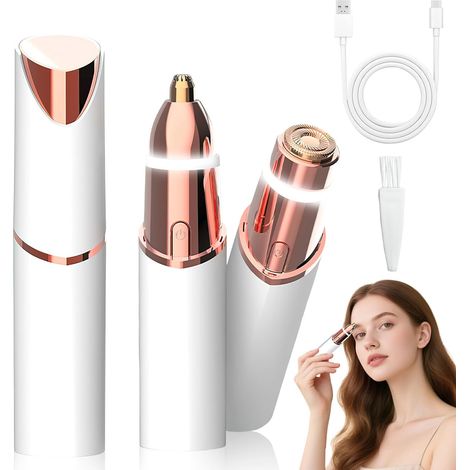 Rasoir Visage Femme, Epilateur Visage Femme pour Sourcil Poils du Visage  Femmes Rasoir Électrique 2 en 1 pour le Visage et les Sourcils Rechargeable portable avec lumière LED (1/5)