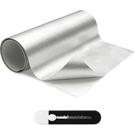 Barrière Thermique Aluminisé,60x200cm Tapis de Protection Thermique Aluminisé Envers Adhésif,Isolant Thermique Autocollant Isolation en fibre de verre Protection Haute Température pour Tuyau Voiture (1/5)