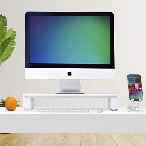 StarTech.com Supporto per monitor ergonomico fino a 15 kg altezza fissa 9 cm rialzo per monitor da tavolo portatile piattaforma in acciaio montaggio rapido ottimizzazione dello spazio sulla scrivania (1/5)