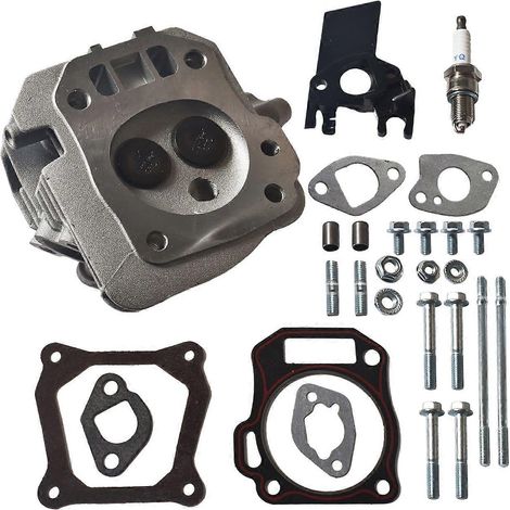 Kit culasse assemblée pour moteurs Honda GX160 GX200 5,5 CV et 6,5 CV, comprenant soupapes, culbuteurs, joints de culasse et bougie d'allumage.