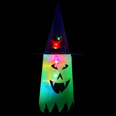 Halloween Chapeaux de Sorcière Fantôme Suspendus Lumineux Guirlande LED Décoration Extérieur Arbre Porche Cour (1/3)