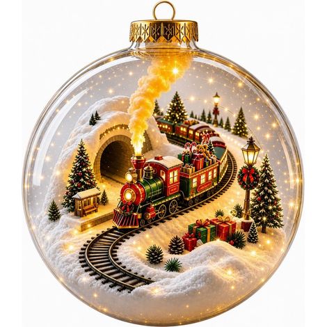 Boule à neige lumineuse en acrylique transparent, décor de Noël, château de glace 3D à suspendre au sapin, décoration de fêtes (1/5)