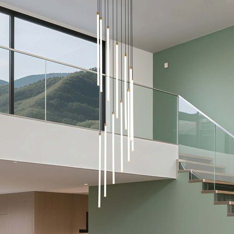 [GEBRAUCHT] B-Ware Searchlight LED Hängeleuchte Pendelleuchte Flare messingfarben Metall Silikon 35 (1/2)