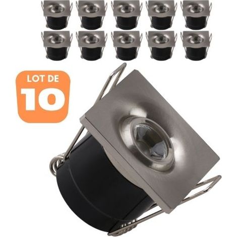 Lot de 10 minis spots LED SILVIA 1W orientable carré mat chrome (1/2)