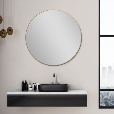 Miroir doré Ø 80 cm avec Cadre en Aluminium pour Une Ambiance élégante – Miroir de Salle de Bain Rond Parfait Qui Allie élégance et fonctionnalité (1/5)