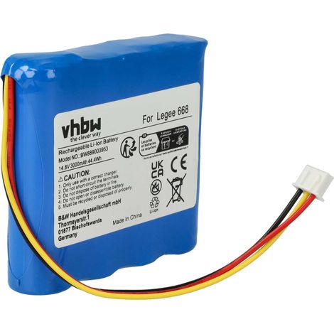 vhbw Battery compatible with Hobot LEGEE 668, 669 Home Cleaner (3000 mAh, 14.8 V, Li-Ion, without Housing)