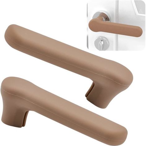 Ecleanfy - Ensemble de 2 protections pour poignées de porte - Silicone - Marron - Antistatique, anti-choc (1/5)