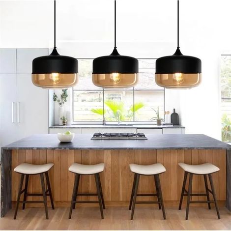 kawoo 3pcs Retro Suspension Luminaire Industrielle,E27 Lustre Plafonnier Vintage en Verre pour Salon Chambre (1/4)