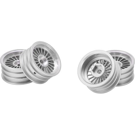 4 jantes en alliage d'aluminium pour voiture télécommandée Axial SCX24 1/24, diamètre 26,5 mm, hexagone de roue 7 mm, couleur argent. (1/5)