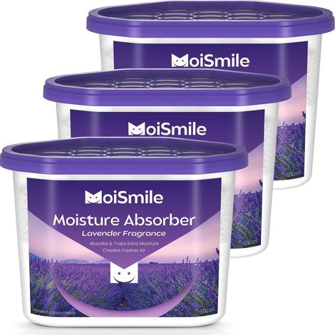 Feuchtigkeitsabsorber 3er Pack mit Lavendelduft für Bad, Auto & Keller (1/3)
