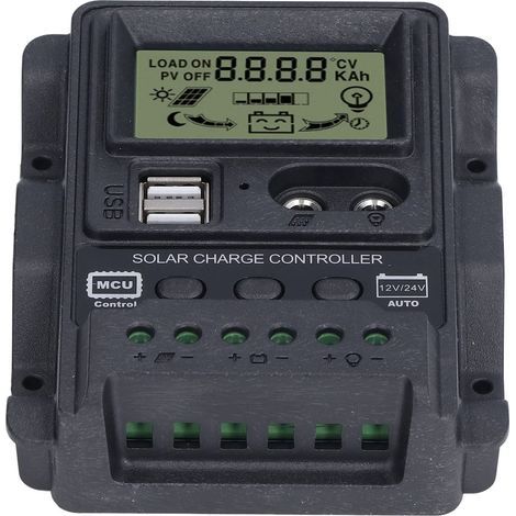 PWM-Laderegler mit Temperaturanzeige. Dualer USB-Solar-Laderegler für Batterien (3) (1/5)