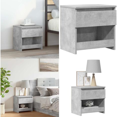 Table de chevet Gris béton 40x30x39 cm Aggloméré - Table De Chevet - Meuble De Chambre - Table Nuit - Rangement - Commode - Home & Living