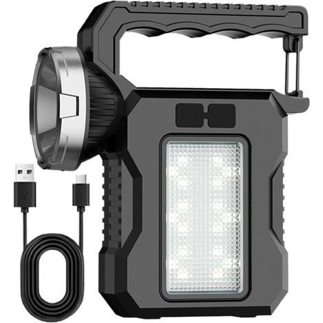 Lampe torche solaire LED rechargeable, lampe de poche d'extérieur haute puissance, lanterne de camping multifonction pour randonnée, voyage, aventure et urgences, 8 x 3,5 x 13,5 cm (1/4)