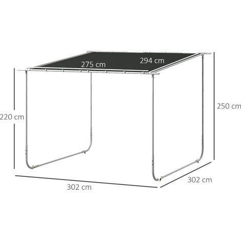 Pergola pavillon d'environ 3 x 3 m, toit de terrasse avec protection UV, sacs de lestage et roulettes pour balcon, pavillon de jardin Oxford (1/5)