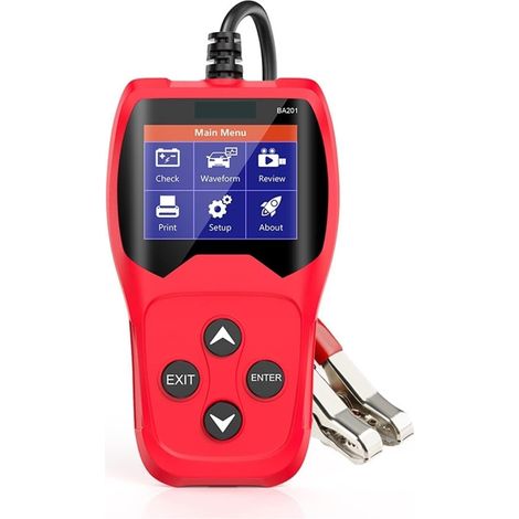 Testeur de charge de batterie Ba201 Testeur de batterie de voiture 12V 100 à 200 0cca 12 Outils de batterie Volts for le testeur de diagnostic de la voiture à manivelle rapide(Rojo) (1/5)