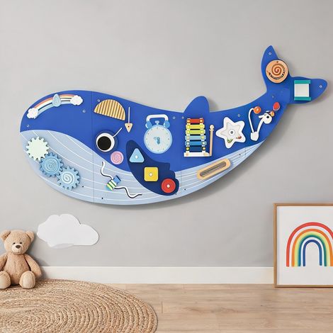 Tableau d'activités mural baleine 120 x 55,5 cm MDF en mDF Bois (1/5)