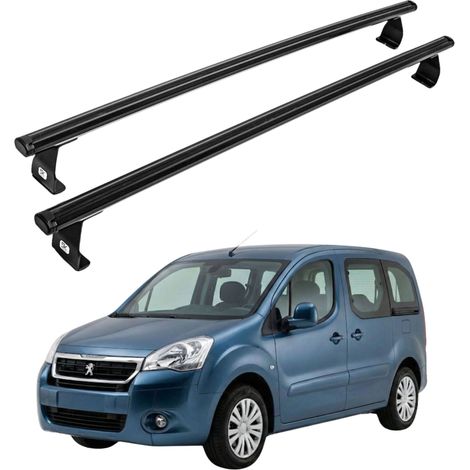 Barres de toit pour Peugeot Partner (2008-2018), en aluminium léger noir. (1/5)