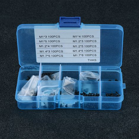 Set mit 1000 selbstschneidenden Schrauben mit Kreuzschlitzkopf, Sortiment M1 M1.2 M1.4 M1.7 für Heimwerkerprojekte (1/5)