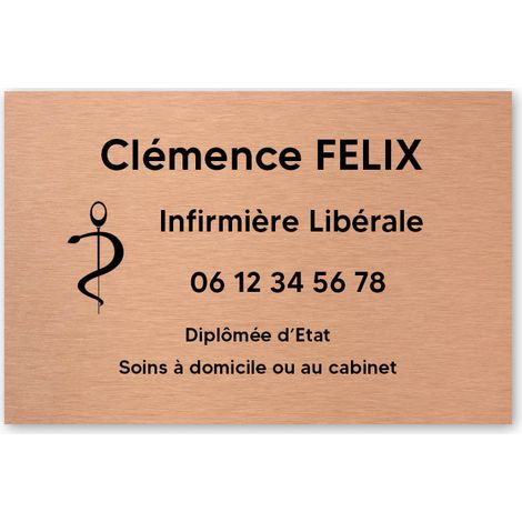 Plaque professionnelle personnalisée avec logo pour infirmière libérale - Plaque PVC - Format 30 cm x 20 cm