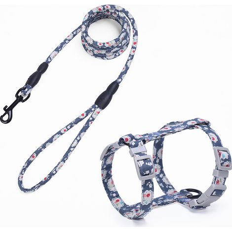 BEBUSINGOTO Katzenleinengeschirr, verstellbares Katzengeschirr und Leinenseil für sicheres Spazierengehen mit Kätzchen (Marineblau, L) (1/5)