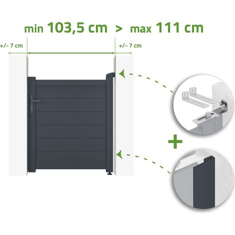 Portillon ajustable en largeur EIGER 1m H.115cm Aluminium Gris Anthracite (1/4)