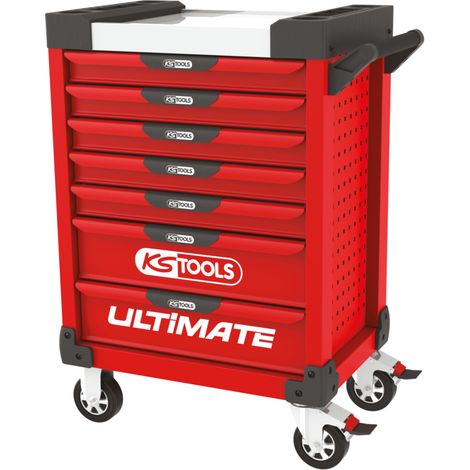 KS Tools - Servante ULTIMATE rouge, 7 tiroirs - 809.0007