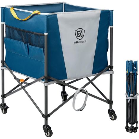 Chariot de Rangement pour balles à Rouler avec Roues verrouillables, 83,8 x 57,9 cm, Pliable pour Garage, équipement Sportif pour Volley-Ball, Basket-Ball, Tennis, Rangement de Jouets (1/5)