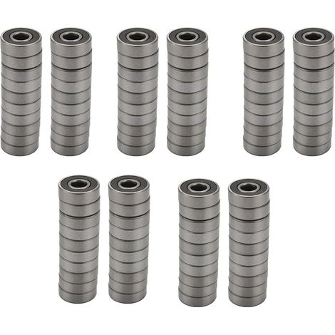 Paquet de 100 Roulements À Billes 608- - Roulements À Billes Gorge Profonde Miniature Scellée en Caoutchouc Double pour Planches À roulettes, Scooters (8 mm x 22 mm x 7 mm) (1/5)