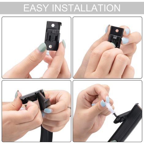 Rail de rideau de plafond pliable rail de rideau incurvé, 5 mètres de support de rideau de plafond flexible rail de rideau incurvé pour rail de rideau avec système de rideau de rail (noir, crochet noi (1/3)