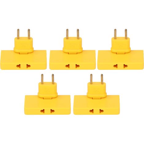 Adaptateur Secteur 1 vers 3 Prises, 5 Pièces sans Fil 180°, Convertisseur de Tension 110‑250V Jaune (1/5)