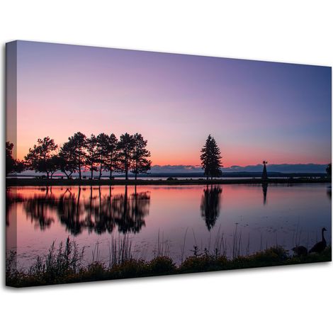 Leinwanddruck Sonnenuntergang über dem Wasser 80x50 cm