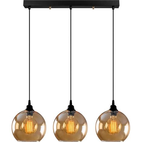 [GEBRAUCHT] Opviq Hängelampe Gold 022 Hängeleuchte Leuchte Lampe 3 Flammig Linear Glas ø20cm B-Ware