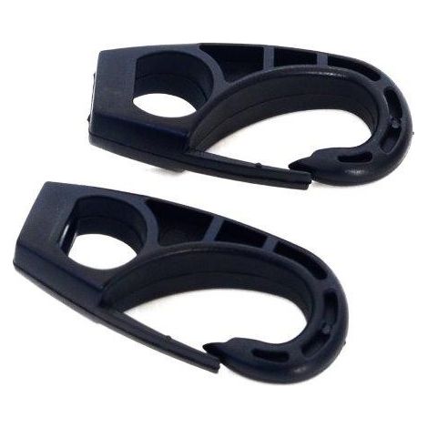 Ganci a moschettone in nylon nero ricambio per elastici Ø 6 mm. 2 pz.