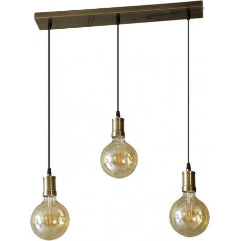 Lampara Celso 3xe27 Cuero/ambar  Bombillas  Incluidas 24w 2700k 2250lm Regx64x13 Cm (1/2)