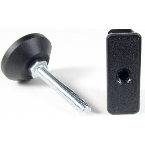 Ajile - Kit de Réglage pour tube rectangulaire 50x20 mm avec Pied Vérin Fileté en Acier Zingué M8 x 50 mm Embase diam. 40 mm