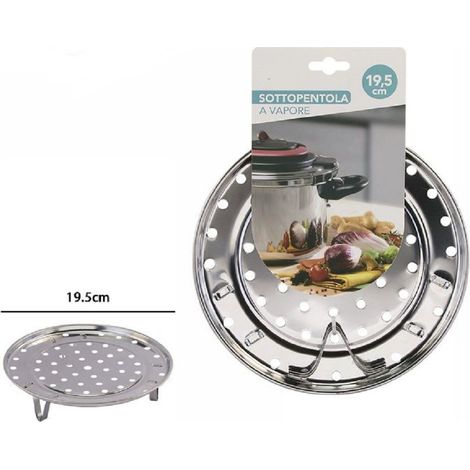 TRADE SHOP - Sottopentola Per Pentola A Vapore In Acciaio Inox Diametro 19,5cm Rotonda 74114 -