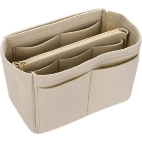 Organisateur de sac à main, organisateur de sac en feutre dans sac à main avec pochette à fermeture éclair amovible et porte-clés, L, beige (1/3)