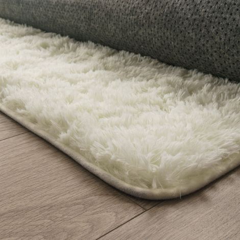 Paco Home Hochflor Teppich Wohnzimmer Fellteppich Kunstfell Shaggy Flauschig Einfarbig 60x100 cm, Weiß