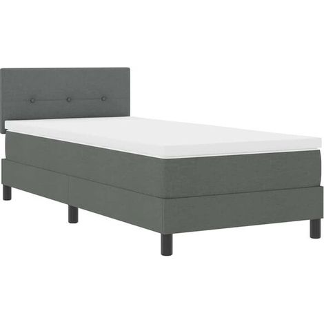 Cadre de lit à ressorts, matelas inclus, gris foncé, 80 x 200 cm, revêtement en tissu. (1/5)
