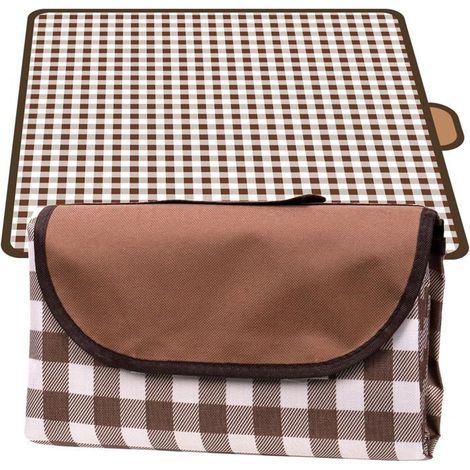 Couverture de pique-nique extra large 200x200 cm, pliable, imperméable et portable, motif Vichy, idéale pour la plage, le camping, la randonnée et les parcs. (1/5)