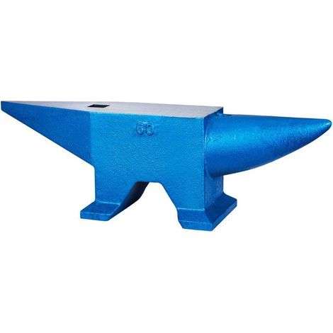 Enclume en acier bleu - 60 kg - 50 HRC - 670 x 185 x 215 mm - Base 260 x 185 mm - Trou rond 27 mm (1/5)